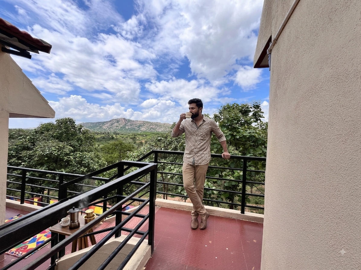 Deluxe Mountain View AC Room balcony
